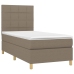 Cama box spring colchón y luces LED gris taupe 80x200 cm