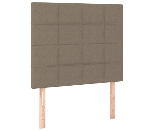 Cama box spring colchón y luces LED gris taupe 80x200 cm