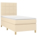 Cama box spring colchón y luces LED tela crema 80x200 cm