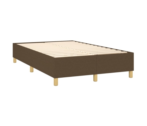 vidaXL Cama box spring con colchón y LED tela marrón oscuro 120x200 cm