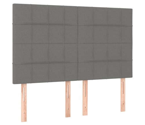 Cama box spring colchón y luces LED tela gris oscuro 140x200 cm
