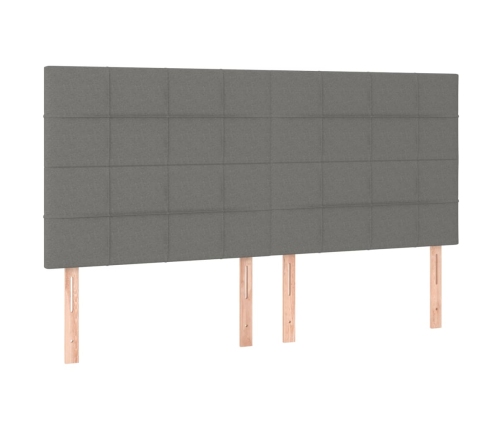 Cama box spring colchón y luces LED tela gris oscuro 160x200 cm