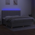 Cama box spring con colchón tela y LED gris claro 200x200 cm