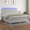 Cama box spring con colchón tela y LED gris claro 200x200 cm