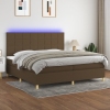 Cama box spring colchón luces LED tela marrón oscuro 200x200 cm