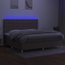 Cama box spring colchón y luces LED tela gris taupe 200x200 cm