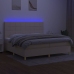 Cama box spring colchón y luces LED tela crema 200x200 cm