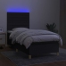 Cama box spring colchón y luces LED tela negro 80x200 cm