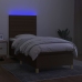 Cama box spring colchón y luces LED tela marrón oscuro 80x200cm