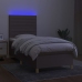 Cama box spring colchón y luces LED gris taupe 80x200 cm