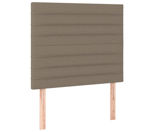 Cama box spring colchón y luces LED gris taupe 80x200 cm