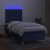 Cama box spring colchón y luces LED tela azul 80x200 cm