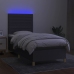 Cama box spring colchón y luces LED tela gris oscuro 90x190 cm