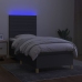 Cama box spring colchón y luces LED tela gris oscuro 90x200 cm