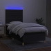 Cama box spring colchón y luces LED tela negro 100x200 cm