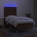 Cama box spring colchón luces LED tela marrón oscuro 100x200cm