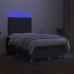 Cama box spring con colchón y LED tela gris oscuro 120x200 cm