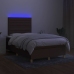 Cama box spring con colchón y LED tela marrón oscuro 120x200 cm