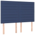 Cama box spring colchón y luces LED tela azul 140x190 cm