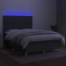 Cama box spring colchón y luces LED tela gris oscuro 140x200 cm