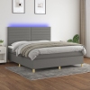 Cama box spring colchón y luces LED tela gris oscuro 180x200 cm