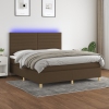 Cama box spring colchón luces LED tela marrón oscuro 180x200cm