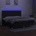 Cama box spring colchón y luces LED tela negro 200x200 cm