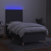 Cama box spring colchón y luces LED tela gris oscuro 80x200 cm