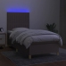 Cama box spring colchón y luces LED tela gris taupe 90x190 cm