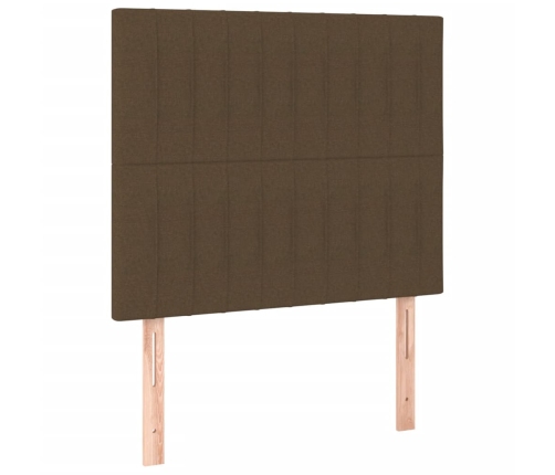 Cama box spring colchón luces LED tela marrón oscuro 100x200cm