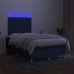 Cama box spring con colchón y LED tela azul 120x200 cm