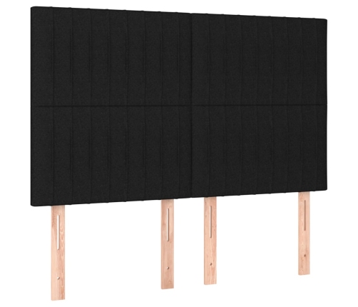 Cama box spring colchón y luces LED tela negro 140x190 cm