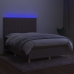 Cama box spring colchón y luces LED tela gris taupe 140x200 cm