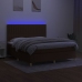 Cama box spring colchón luces LED tela marrón oscuro 160x200cm