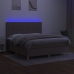 Cama box spring colchón y luces LED tela gris taupe 160x200 cm