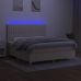 Cama box spring colchón y luces LED tela crema 160x200 cm