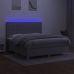 Cama box spring colchón y luces LED tela gris claro 180x200 cm