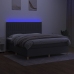 Cama box spring colchón y luces LED tela gris oscuro 180x200 cm