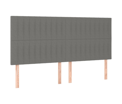 Cama box spring colchón y luces LED tela gris oscuro 180x200 cm