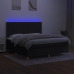 Cama box spring colchón y luces LED tela negro 180x200 cm