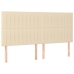Cama box spring colchón y luces LED tela crema 180x200 cm