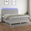 Cama box spring con colchón tela y LED gris claro 200x200 cm