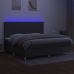 Cama box spring colchón y luces LED tela gris claro 200x200 cm