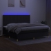 Cama box spring colchón y luces LED tela negro 200x200 cm