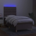 Cama box spring colchón y luces LED gris taupe 80x200 cm