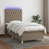 Cama box spring colchón y luces LED gris taupe 80x200 cm