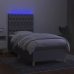 Cama box spring colchón y luces LED tela gris claro 90x190 cm