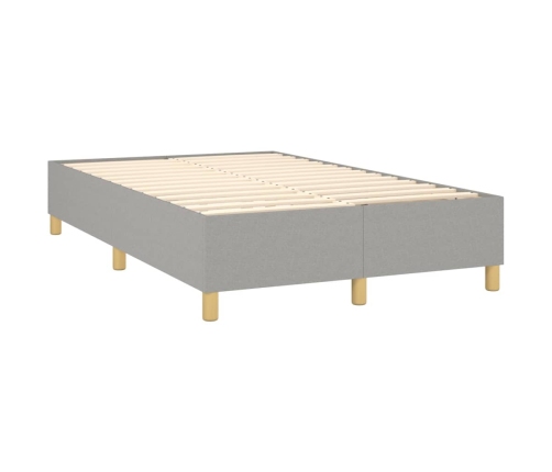 Cama box spring con colchón tela y LED gris claro 120x200 cm