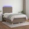 vidaXL Cama box spring con colchón y LED tela gris taupe 120x200 cm