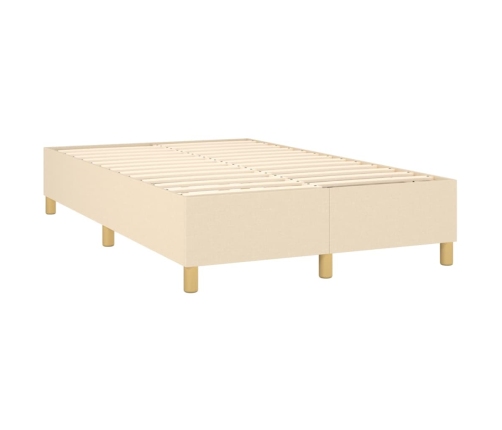 Cama box spring con colchón y LED tela crema 120x200 cm